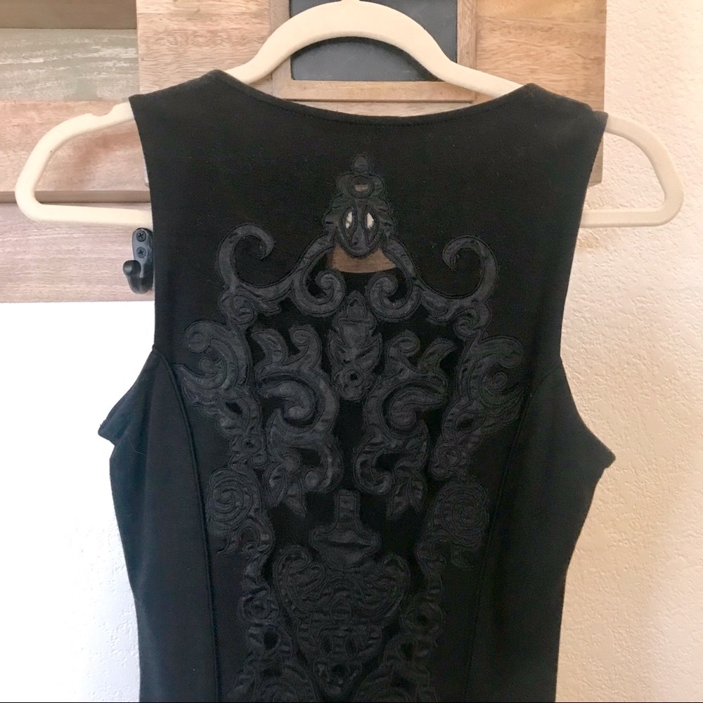 Guess bodycon dress with sheer embroidered back